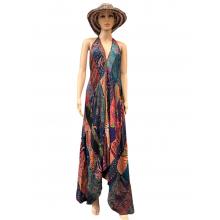 Rayon Blue Multi Patchwork Boho Sun Dress KTY504