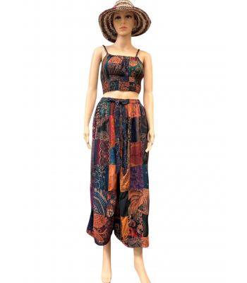 Rayon Red Multi Patchwork Top and Pant Set KTY510 