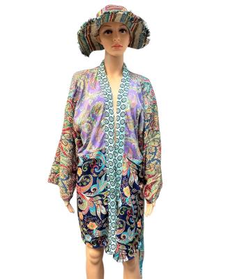 Multi Patchwork Poly Open Front Cardigan MB27