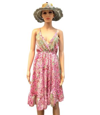 Silk Poly  V neck  Dress MB30