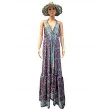 Silk Poly Multi English Long Dress MB31