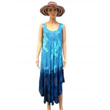 Rayon Crape Floral Leaf Two Tone Umbrella Sundress MR71