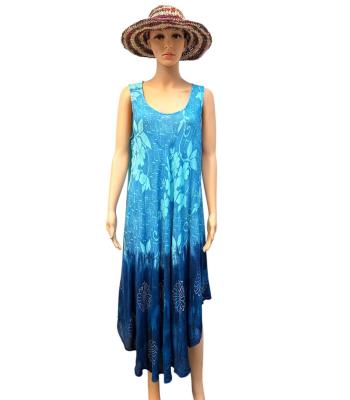 Rayon Crape Floral Leaf Two Tone Umbrella Sundress MR71