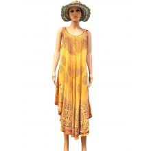 Rayon Crape Bige Abstract Print Umbrella  Sundress MR72