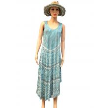 Rayon Crape Teal Abstract Umbrella Sundress MR74