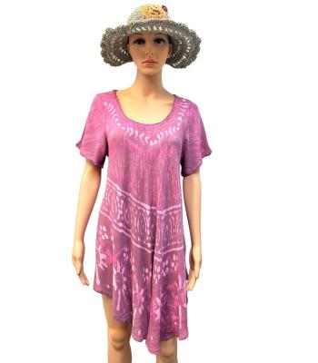 Rayon Crape Floral Abstract Half Slv Tunic Dress MR75