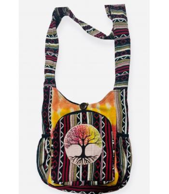 Cotton Hemp Patch Mini Side Pocket Tree of Life Bag RIB24531