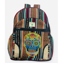 Cotton Hemp Multi Patch Floral Skull Backpack RIB24534