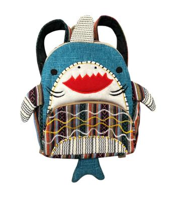 Cotton Embroidered Multi Patch Shark Backpack RIB24777