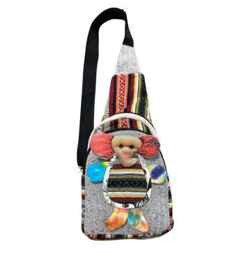 Cotton Multi Color Handmade Elephant Crossbody Side Bag RIB24788