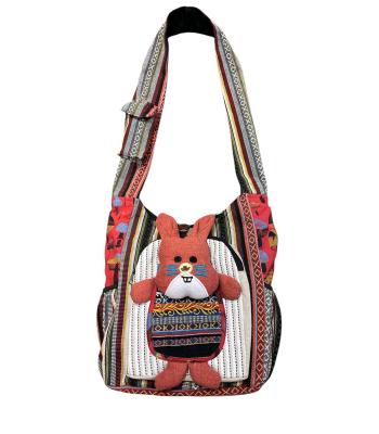 Cotton Multi Patchwork Side Pocket Pink Bunny Bag RIB24791