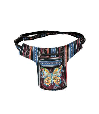 Cotton Multi Color Golden Butterfly Fanny Bag RIB24795 