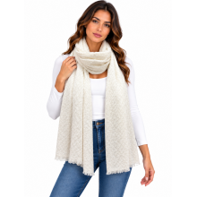 Exclusive Cashmere 8ply Scarf Stole PR4 Off-white