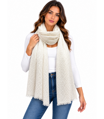 Exclusive Cashmere 8ply Scarf Stole PR4 Off-white