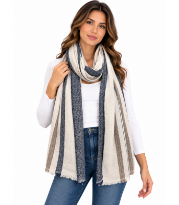 Exclusive Cashmere Natural Stole PR5 Blue White