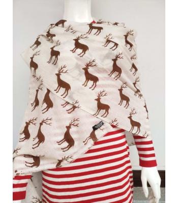 Cashmere Woven Deer Printed Warp Shawl (PS04)