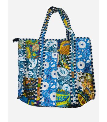 Cotton Patchwork Kantha Stiches Quilted Shopping Bag R25948