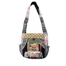 Cotton Multi Patch Triple Mushroom Eyelash Fringe Bag RIB24750
