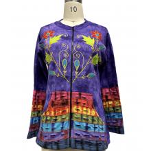 Cotton Boho Flower Emb without Hood Jacket (D233)