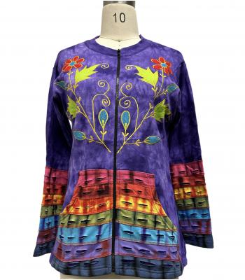 Cotton Boho Flower  Emb without Hood Moon Jacket D233