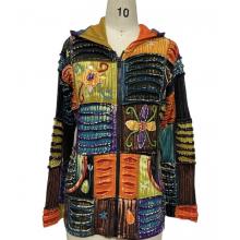 Cotton Patchwork Embroideries Hoodies Zip Jacket  D73