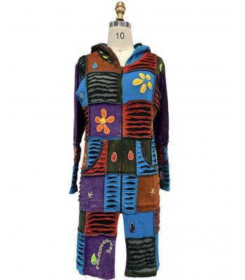 Cotton Patchwork Razor Cut Long Jacket DI77