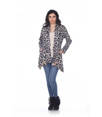  Suede Leopard Cardigan Wholesale (KD1972)