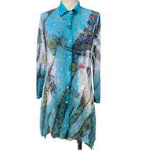 Women's Multi Floral Button Down Teal Cardigan Shirts KS2379
