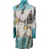 Women's Multi Floral Button Down Teal Cardigan Shirts KS2379