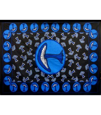 55x83 Blue Multi Mushroom Tapestry B19