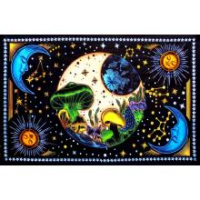 Cotton Mushroom on Sun moon Galaxy Hand Brush Tapestry B23681