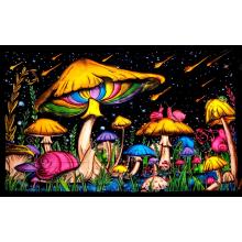 Cotton Yellow Mushroom Family Hand Brush Tapestry B23686