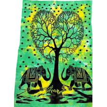Tie Dye Elephant Heart Tree Green Tapestry  B34A