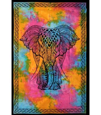 Tie Dye Elephant Face Art Tapestry  B536