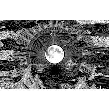 85X95" Monochrome Moon Landscape Tapestry B586D
