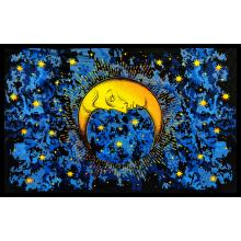 Cotton Blue  Moon Face Star Tapestry B683