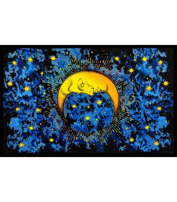 Cotton Blue  Moon Face Star Tapestry B683 