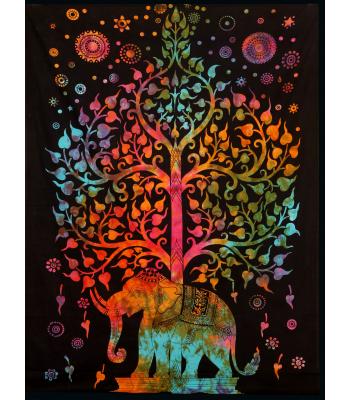 Elephant Tree Multi Tie Dye Tapestry B1044S