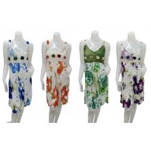 Floral Emb Crochet V Neck  Sun B/W  Short Dress KTB434