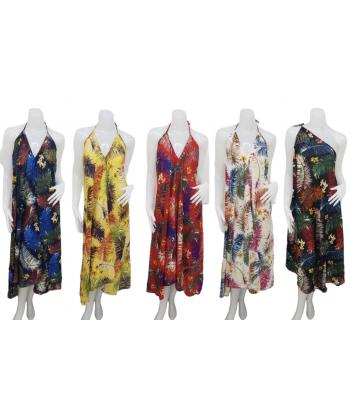 Rayon Multi Leaf and floral Assorted Sun Dress KTB442