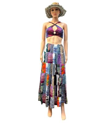 Rayon Multi Color Patchwork Long Festival Skirt KTB473 