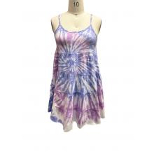 Cotton Tie Dye Swirl purple Short Dress KTE48