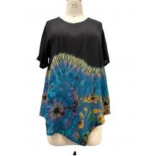 Rayon Tie Dye Two Tone Half Slv Top KTN213