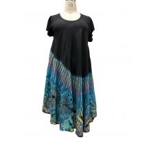 Rayon Tie Dye  Cap slv Long  Dress KTN214