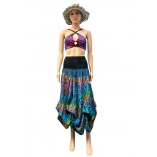 Rayon Tie Dye  Multi  Teal Lotus Twin in One Skirt KTN226