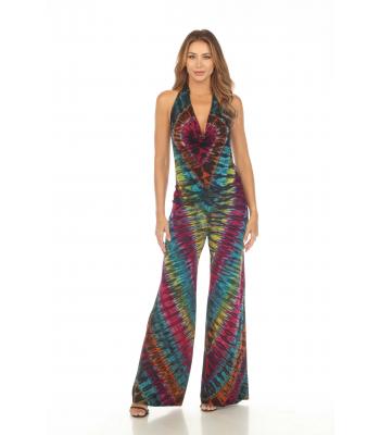 Rayon Tie Dye Multi  Artwork  Heart  Jumpsuit Overall KTP938 