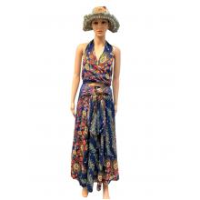 Rayon Golden Floral Skirt and Top Set KTY429