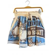 Cotton Vintage Feed Sack Blue Rabbit Short KTF26240