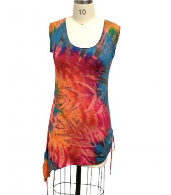 Tie Dye Cap Sleeve Tunic Dress  (KTP2163)