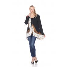 Women Tie Dye Ruffle White Multi Boho Front Cardigan  KTP916W